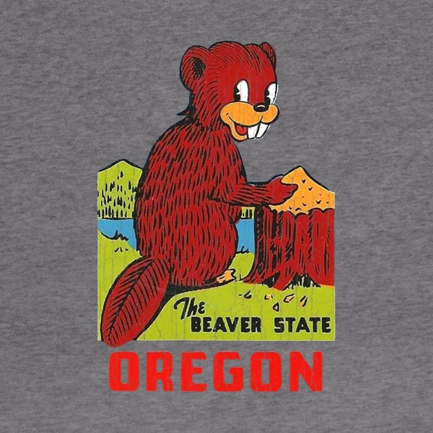 Oregon Beaver State Distressed Vintage by Hilda74